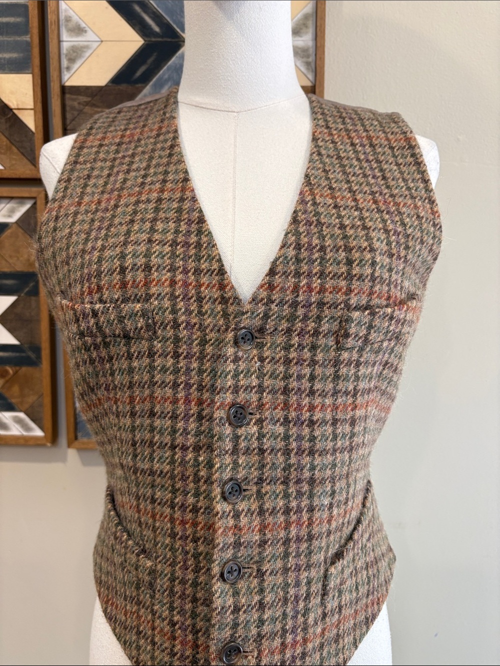 Vintage Ralph Lauren Wool Houndstooth Tweed Vest size 6 *As-Is* - Picture 3 of 14